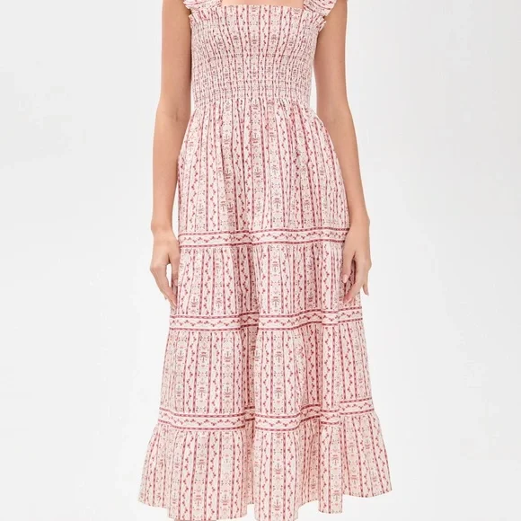 Hill House Pink Floral Smocked Tiered Maxi Dress - Picture 2 of 8